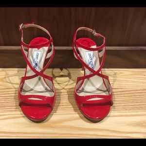 Jimmy Choo 'Paxton', Red Patent, 38, 3.5" heel